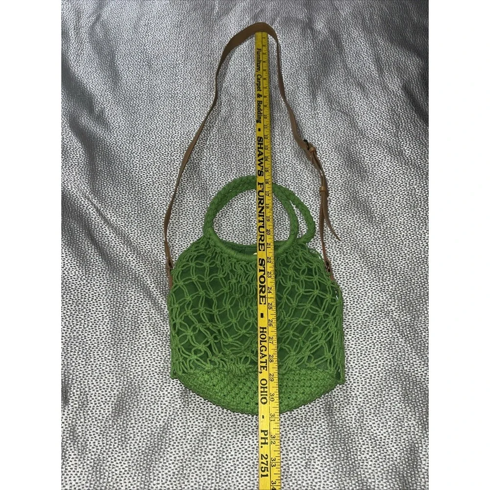 Green Crochet Boho Bag Purse Handbag Crossbody‎ Women Accessory Top Rope Handles